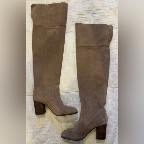 JESSICA SIMPSON Ebyy Suede Leather Over The Knee Boots Camel Tan  Beige 7.5 NEW - Picture 5 of 10